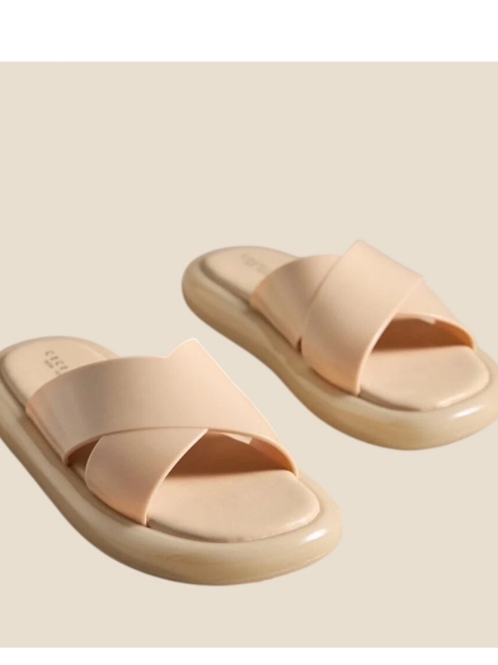 NWOB Cecelia NY Skip Nude Crisscross Slide Sandals Size 10
